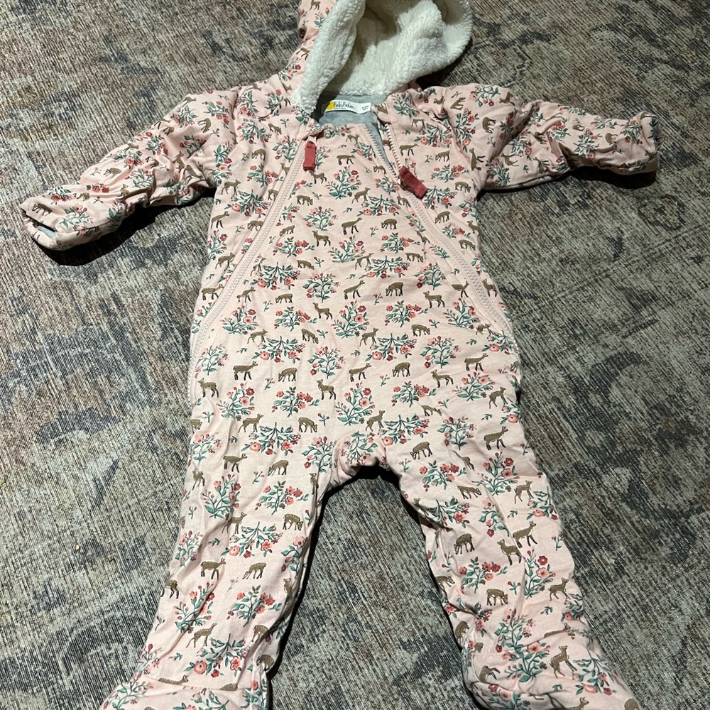 Baby Boden Pink Dear and Floral Footie One Piece
